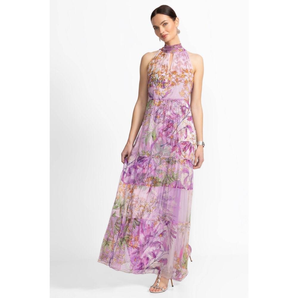 Johnny Was Women's Riona Halter Maxi Dress Sleeveless Purple Size Medium NWT